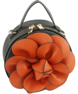 Fashion 3D Flower Round Crossbody Bag LHU472 ORANGE